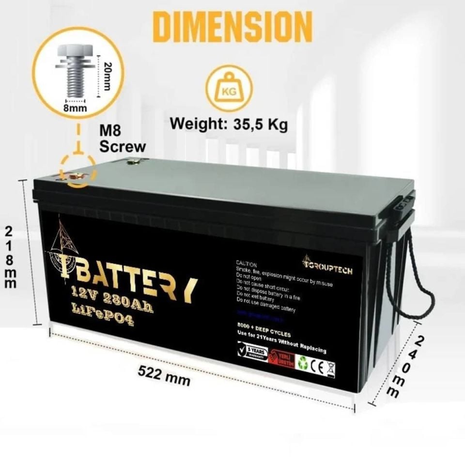Ibattery LiFePO4 12V 280A Prizmatik Hücreli Akü