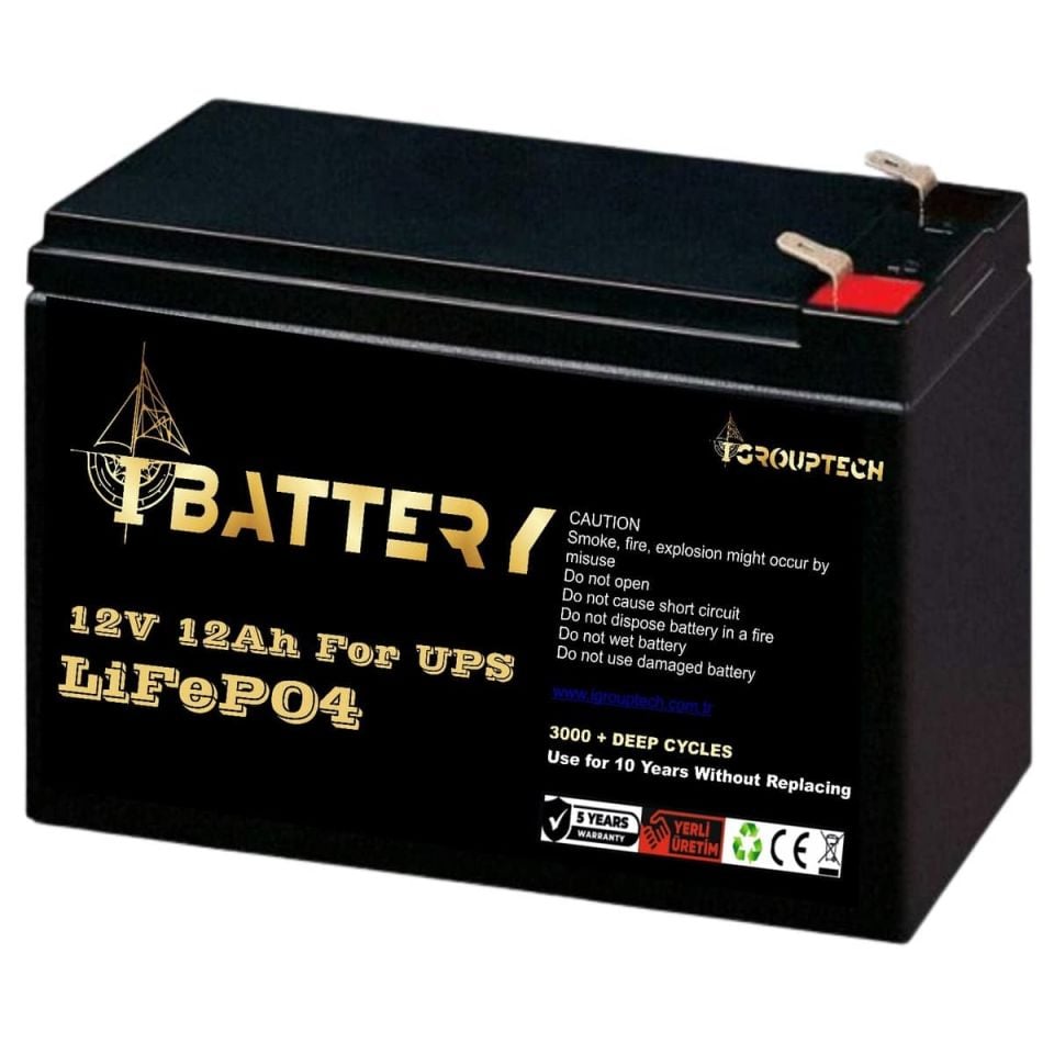 Ibattery LiFePO4 12V 12Ah Yeni Nesil  Ups Aküsü