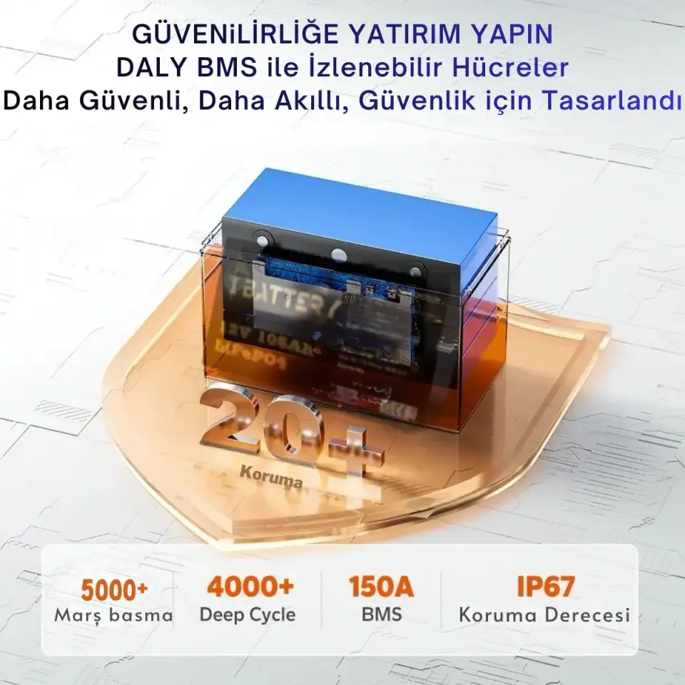 Ibattery LiFePO4 12V 105A Prizmatik Hücreli Akü