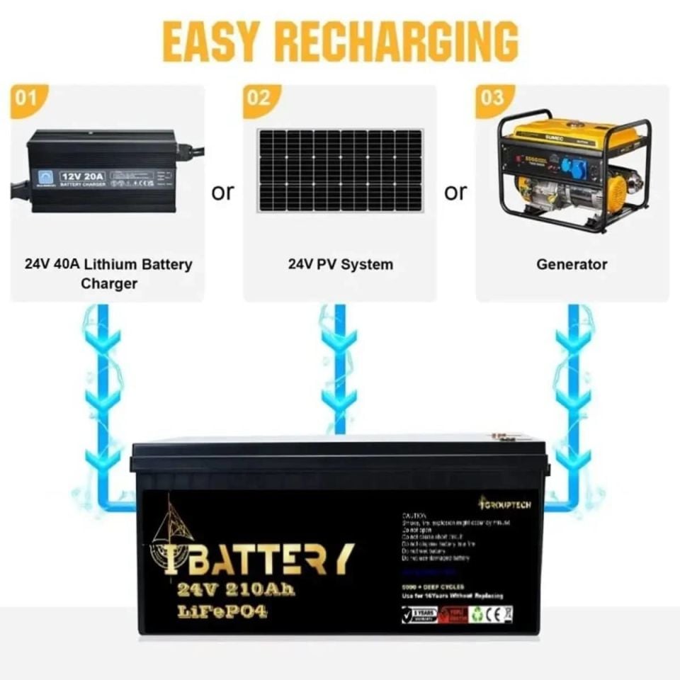 Ibattery LiFePO4 24V 210A Prizmatik Hücreli Akü
