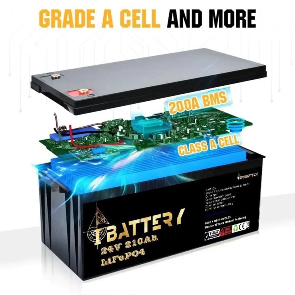 Ibattery LiFePO4 24V 210A Prizmatik Hücreli Akü