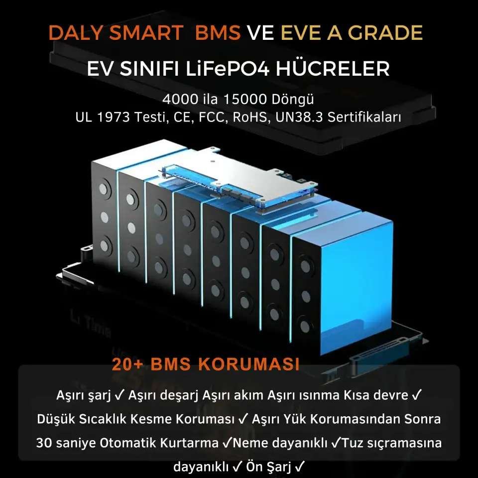 Ibattery LiFePo4 24V 105A Prizmatik Hücreli Akü