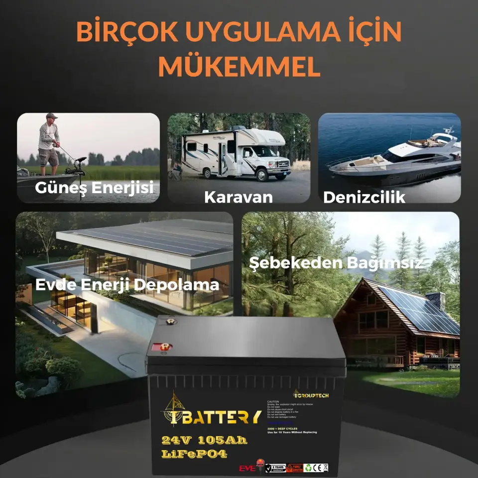 Ibattery LiFePo4 24V 105A Prizmatik Hücreli Akü