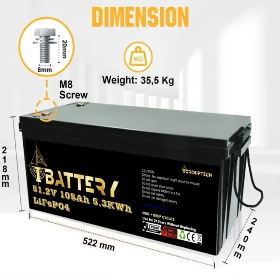 Ibattery LiFePO4 51,2V 105A Prizmatik Hücreli Akü