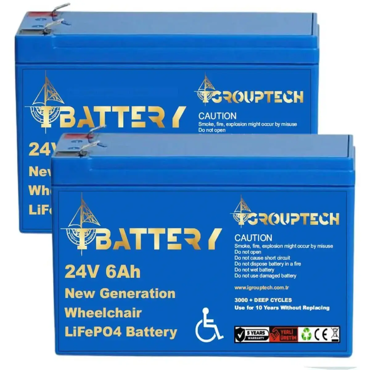 Ibattery 24V 6AH LiFePO4 Tekerlekli Sandalye Aküsü(2'li Set)