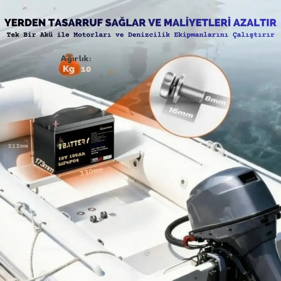 Ibattery 12V 105Ah LiFePO4 Çift Amaçlı Akü